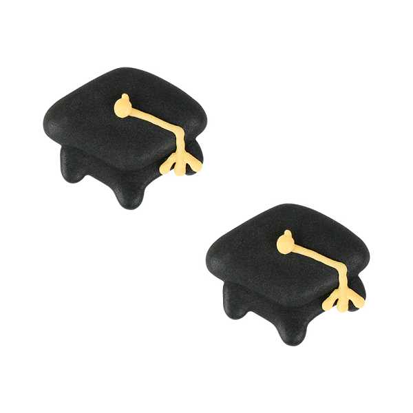 Graduation Cap Royal Icing Black 1" 12 count