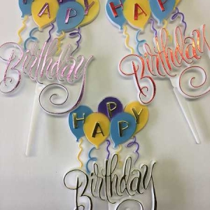 Happy Birthday Picks Assorted Color 4″ x 3″ Each