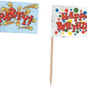 Happy Birthday Flag Pick Assorted 12 count