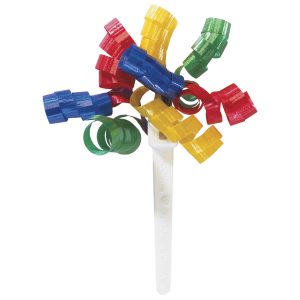 Ribbon Curl Primary Colors Pick 3″ 4 count