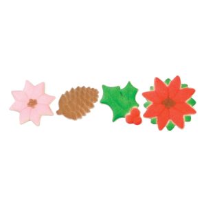 Holly & Poinsettias Assorted Dec-Ons 3/4″ – 1 3/8″ 10 count