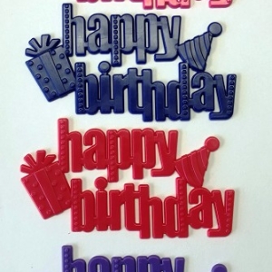 Happy Birthday Plaque with Present Assorted Color 4 1/2 ” x 2 1/2″ Each
