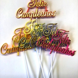 Feliz Cumpleanos Assorted Color Pick 4 ” x 2 1/2″ Each