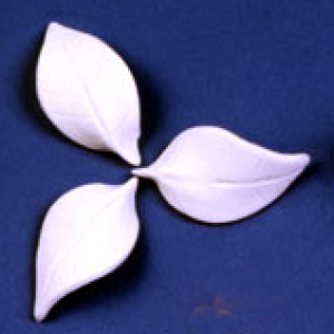 White Gum Paste Rose Leaves 12 count