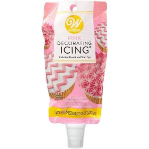 Pink Icing Pouch with Tips 8 oz