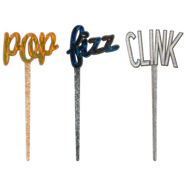 Pop, Fizz, Clink DecoPics 5 to 5 1/2" 6 count - Image 2