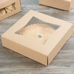 10″ x 10″ x 2 1/2″ Brown Pie Box w/window each