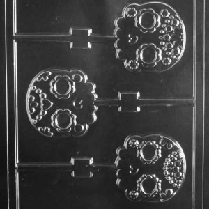 Day of the Dead Skull Lollipop Mold 3 Cavity