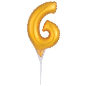 Self Inflatable Gold Numeral 6 DecoPics Each