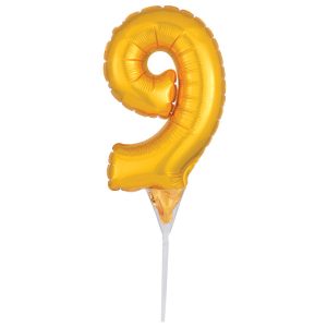 Self Inflatable Gold Numeral 9 DecoPics Each