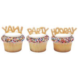 Gold Balloon Words Mini Layon 12 count