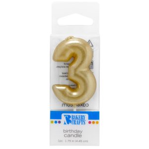 #3 Mini Gold Candle 1 3/4″ Each