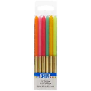 Fiesta Assortment with Gold Base Candles 4 1/2″ 12 count