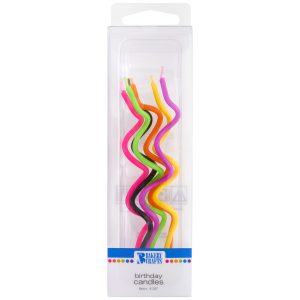 Neon Twist Shaped Candles 4 1/2″ 6 count