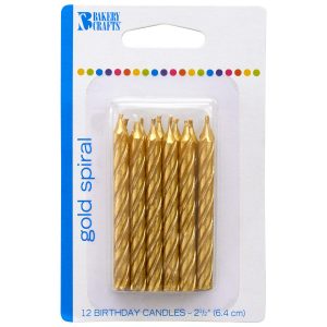 Gold Spiral Candles 2 1/2″ 12 count