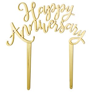 Gold Happy Anniversary Pick  5″ Each