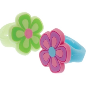 Flower Rubber Assorted Rings 12 count