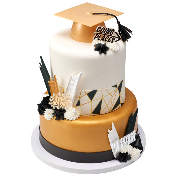 Gold Smooth Grad Hat Layon 4 " x 2" Each - Image 3