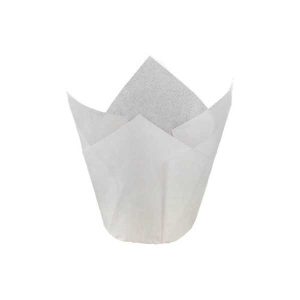 White Tulip Cup 2″ Base 1-1/8 to 3-1/2 approx 50 count