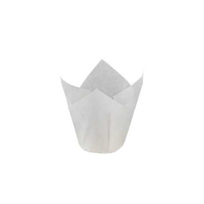 White Mini Tulip Cup 1 3/8" Base 1-1/2 to 2-1/4 approx 50 count