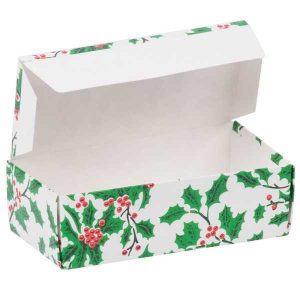 Christmas Holly Candy Box 5 1/2″ X 3 3/4″ x 1 3/4″ Each