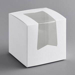 White Cupcake Box with Window 4 1/2″ x 4 1/2″ 4 1/2″ Each