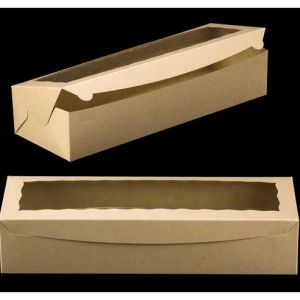 20″ x 7″ x 4″ Brown/Brown with Window, One Piece Lock & Tab Box With Lid Each