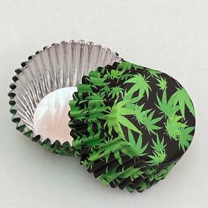 Marijuana Black/Green Foil Cup 2″ B x 1 1/4″ W 100 Approx