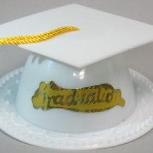 Grad Hat White 3 1/2″ Each