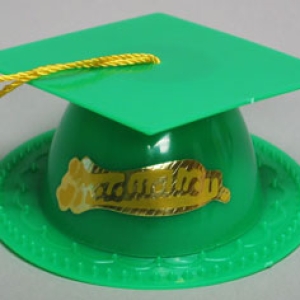 Graduation Hats Green 3 1/2″ Each