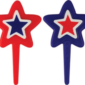 Star Red, White & Blue Picks 3″ 12 count
