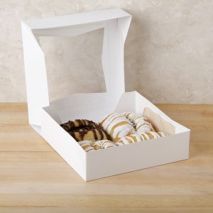 9″ x 9″ x 2 1/2″ White Pie Box w/window Each