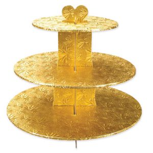 Single Use Round 3 Tier Stand Gold Each