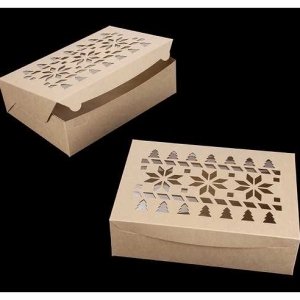 14″ x 10″ x 4″ Brown/Brown Christmas Sweater Window Lock & Tab Box Each