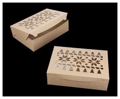 14" x 10" x 4" Brown/Brown Christmas Sweater Window Lock & Tab Box Each