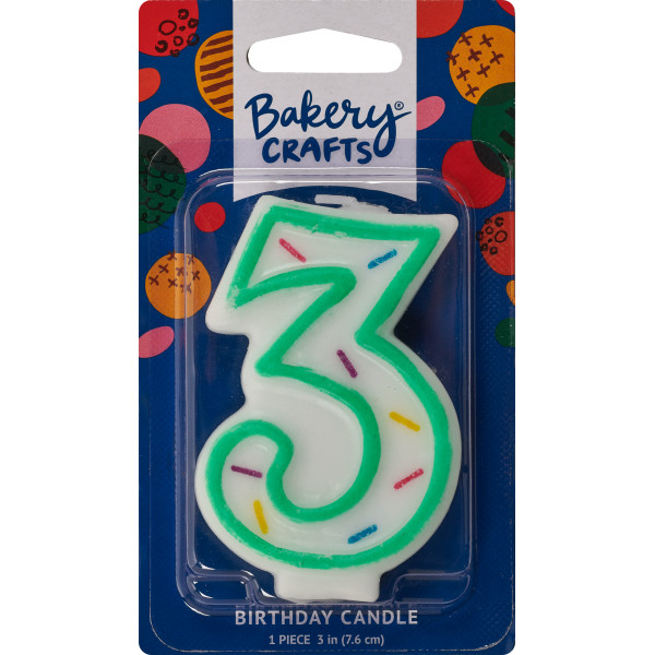 #3 Sprinkle Number Candle 3" Each