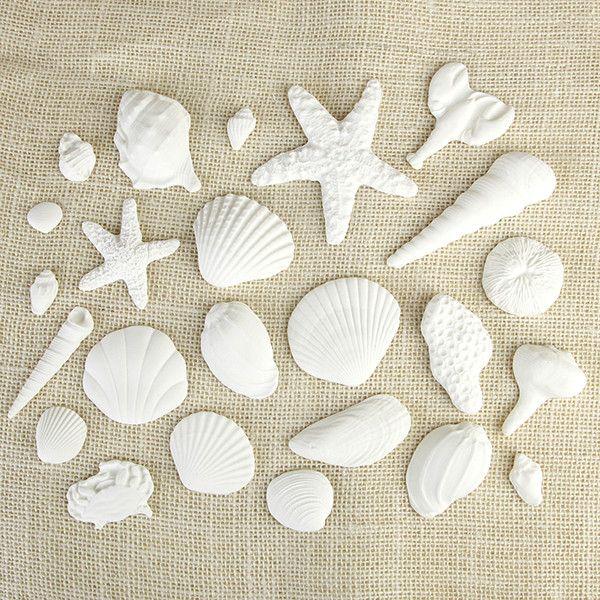 Sea Shells 4 Styles White Assorted Gum Paste 3" Each