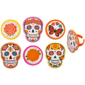 Dia de los Muertos Rings 12 Count
