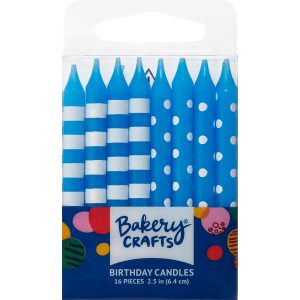 Dots & Stripes Candles Blue 16 count