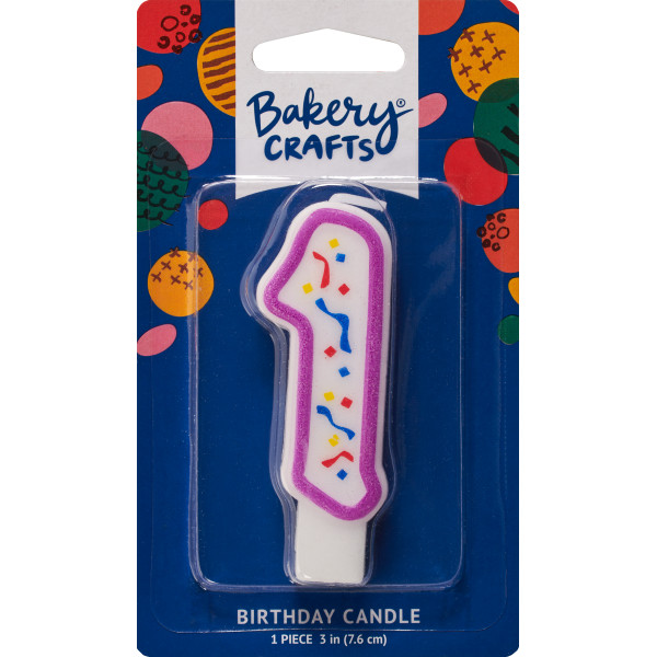 #1 Party Purple Number Candle 3" Each