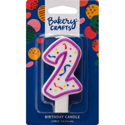 #2 Party Purple Number Candle 3" Each