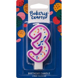 #3 Party Purple Number Candle 3″ Each