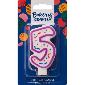 #5 Party Purple Number Candle 3″ Each