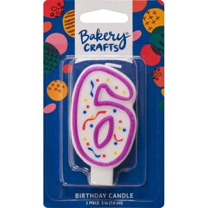 #6 Party Purple Number Candle 3″ Each
