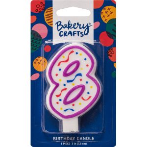 #8 Party Purple Number Candle 3″ Each