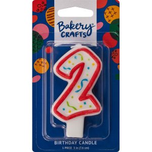 #2 Party Red Number Candle 3″ Each