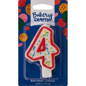 #4 Party Red Number Candle 3″ Each
