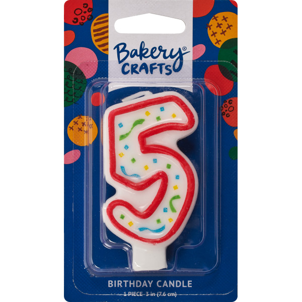 #5 Party Red Number Candle 3" Each
