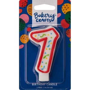 #7 Party Red Number Candle 3″ Each