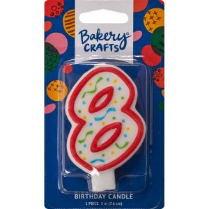 #8 Party Red Number Candle 3″ Each